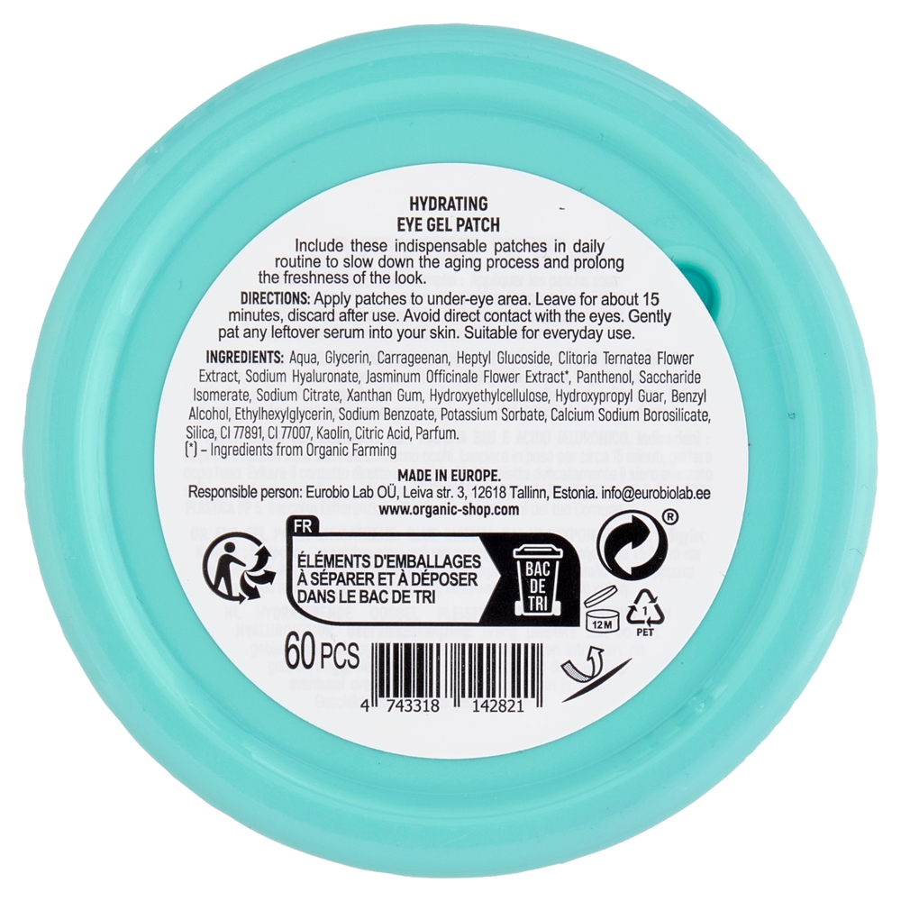 organic shop Hydrating Eye Gel Patch Blue Matcha & Hyaluronic Acid 60 pz